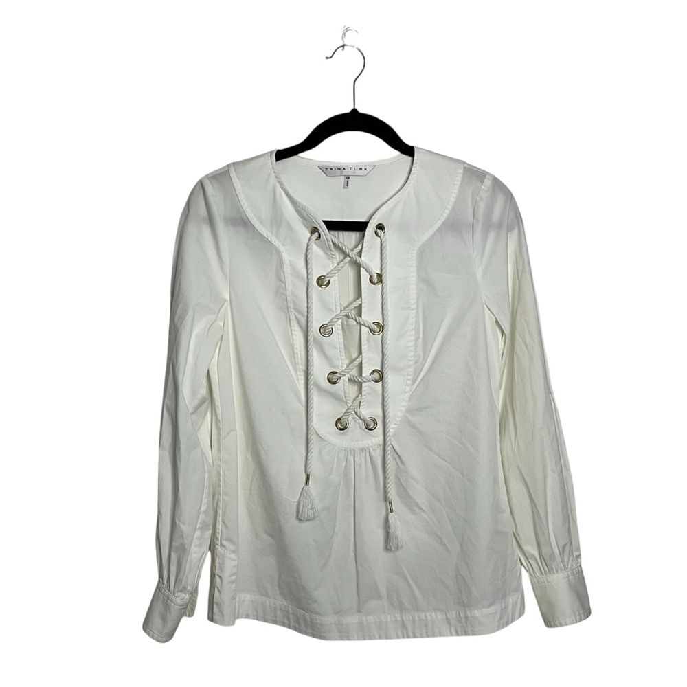 Trina Turk Lace Up Blouse Size XS